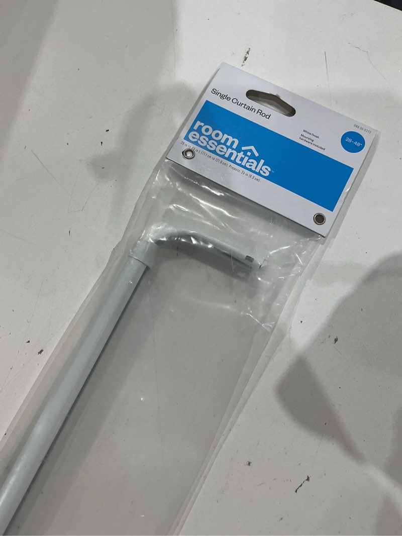 Condition photo showing As Is for single curtain rod,white .
