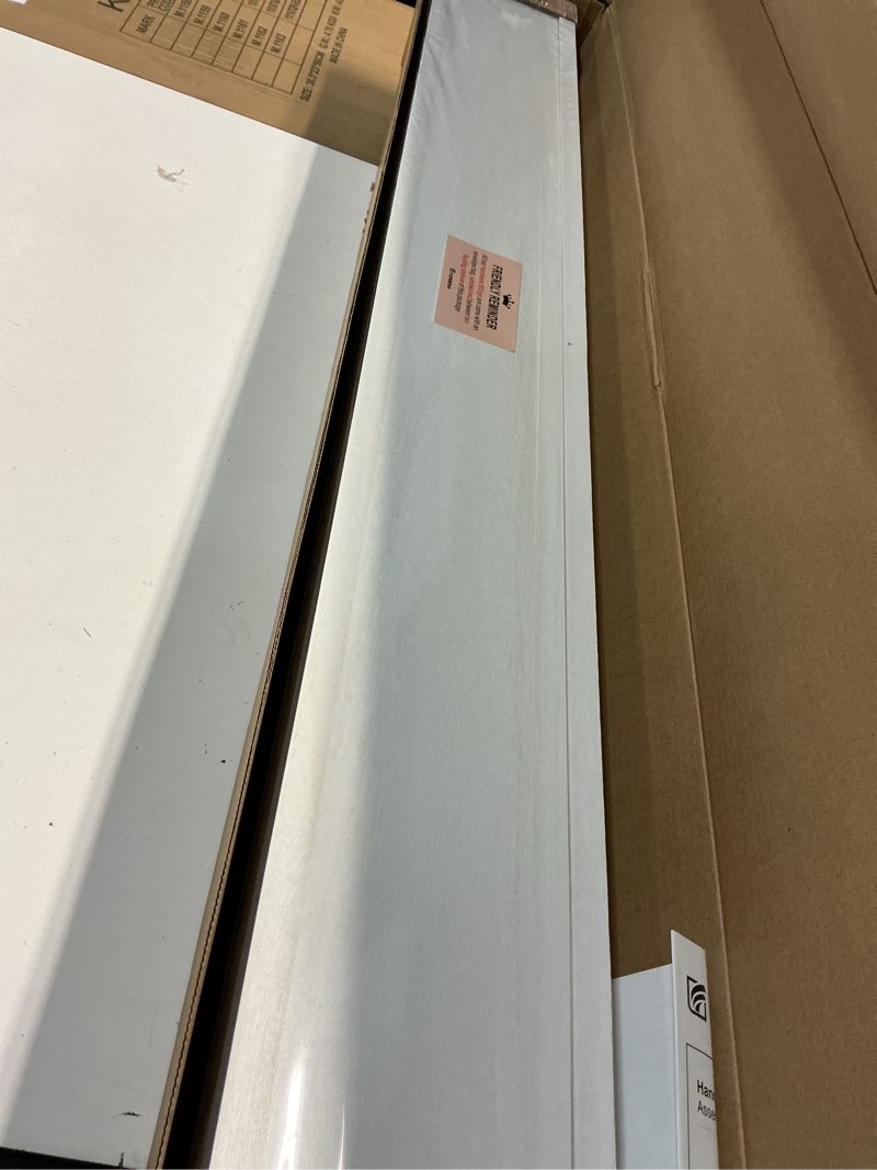 Condition photo showing New/Like New for Forbena 48 Inch Floating Shelves for Wall Set of 4, Large White Picture Ledge Shelf for Living Room Photo Frames, Extra Long Wood Wall Shelves with Lip for Bedroom Hallway Office Nursery Kids Books 48 Inch White