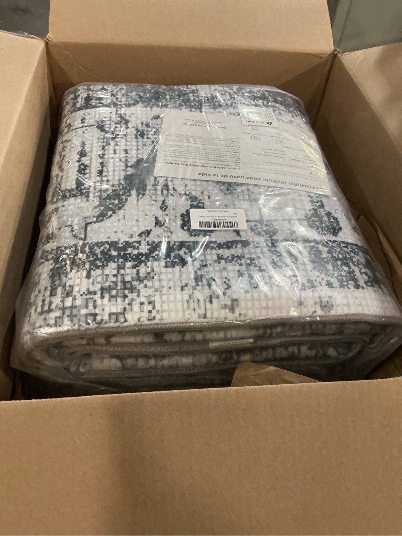 Condition photo showing New/Like New for yoh boho washable rug 8x10, black vintage non slip area rug, distressed indoor carpet for living room bedroom kitchen office 8' x 10' (rectangular) black