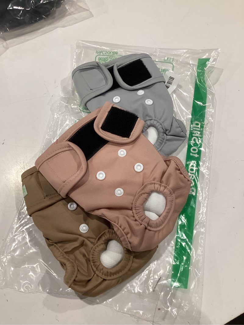 Condition photo showing New/Like New for wegreeco washable dog diapers female highly absorbent reusable diapers for doggie in heat dog period for heat cycle, 3 pack (small) small champagne colour