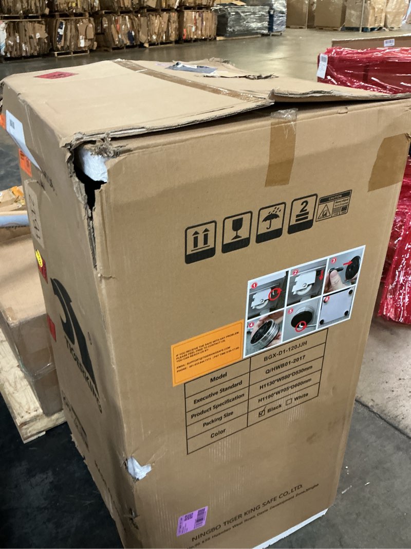 Condition photo showing As Is for tigerking 11.5 cu ft large heavy duty home security safe – digital touchscreen lock, anti-theft, adjustable shelves, easy to use, jewelry & valuables, ideal for home or office (black, classic style) black 11.5 cu ft