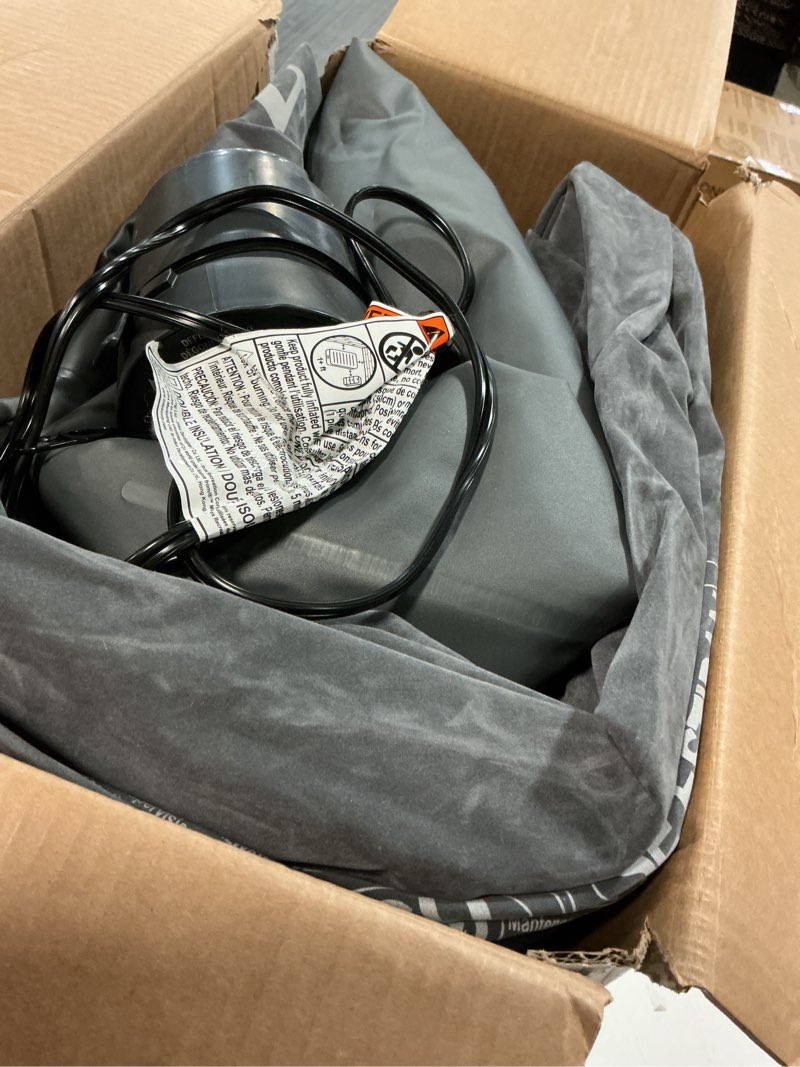Condition photo showing As Is for intex 64417ed 22in queen dura-beam comfort plush high-rise inflatable air mattress with built in pump for travel and camping, 600lb weight capacity