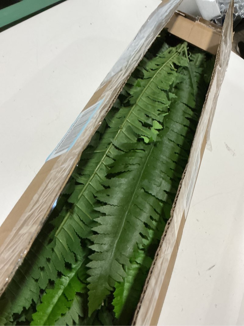 Condition photo showing Good Condition for 36" Artificial Boston Ferns Bush Plants, Set of 2, Large Faux Ferns Hanging Decor with 39 Fronds, Fake Vines Indoor Or Outdoors Planter for Home and Office Decor 2 PCS-36"