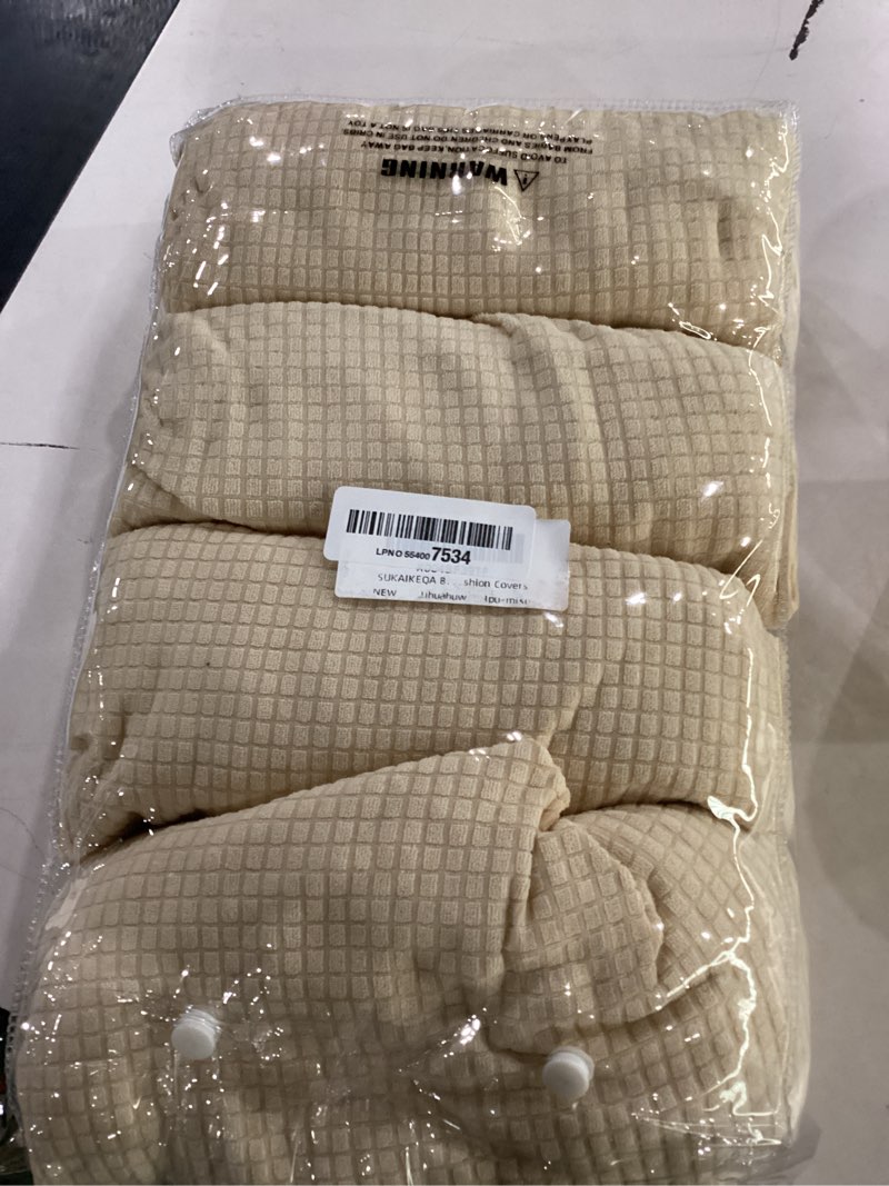 Condition photo showing New/Like New for (may be missing accessories)outdoor cushion covers set,8pcs patio furniture couch seat slipcovers, replacement for sofa sectional chair(cover?only) cream 8pcs-jacquard-tpu