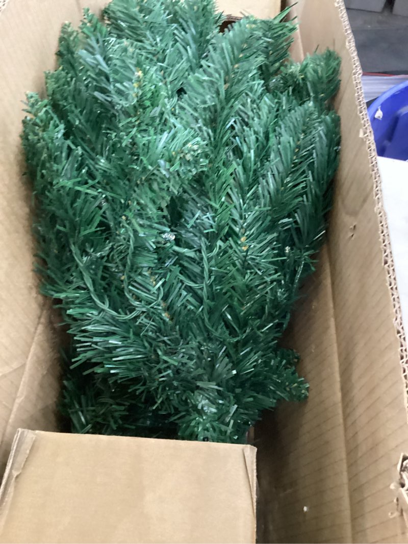 Condition photo showing As Is for Annecy 4.5Ft Pre-Lit Fir Pencil Christmas Tree, Green Classic Artificial Slim Skinny Christmas Tree for Home, Office, Party Decoration w/ 310 Tips, 150 Warm White Lights,Metal Hinges&Base,Green 4.5 ft