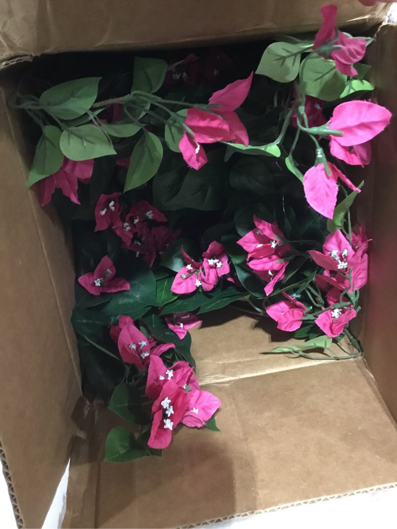 Condition photo showing As Is for Nearly Natural 6609-PK 24in. Geranium Hanging Basket Silk Plant,Pink