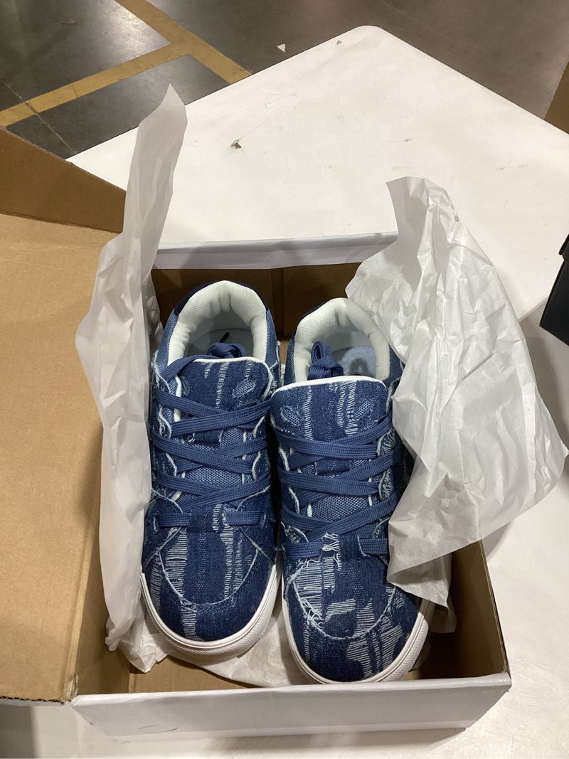 Condition photo showing As Is for Cute Sneakers for Women Walking Shoes Comfortable Denim Blue Versatile Couples' Style All-Season 8 Blue