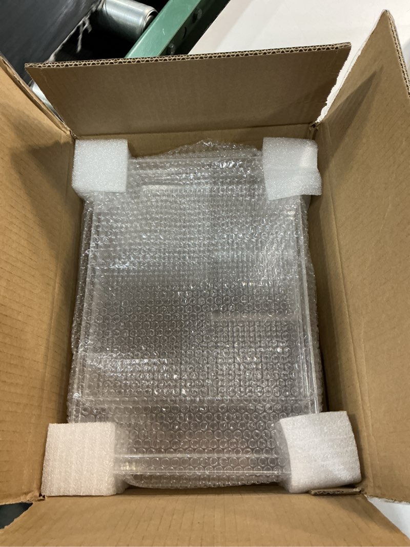 Condition photo showing New/Like New for oubonun expandable drawer organizer 11.1” to 19.2” width, shallow cosmetic organizer 1.3” height, 2 packs, clear plastic storage trays for dressing table,bathroom shallow 2 packs