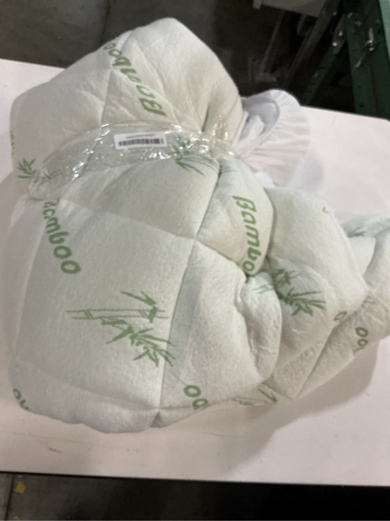 Condition photo showing As Is for Ultra Soft Twin Size Mattress Topper - Viscose Made from Bamboo Pillow Top Mattress Pad for Back Pain Relief - Naturally Cooling for Hot Sleepers, Green Green Twin