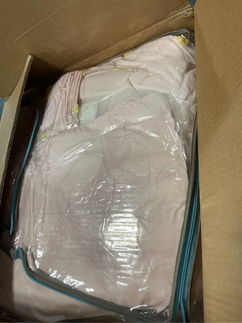 Condition photo showing Good Condition for intelligent design callie girls full/queen comforter set, pink 5-piece kids bedding, 100% cotton tufted pom pom tufted jacquard, all season down alternative, cozy shabby chic bedroom décor full/queen callie pink