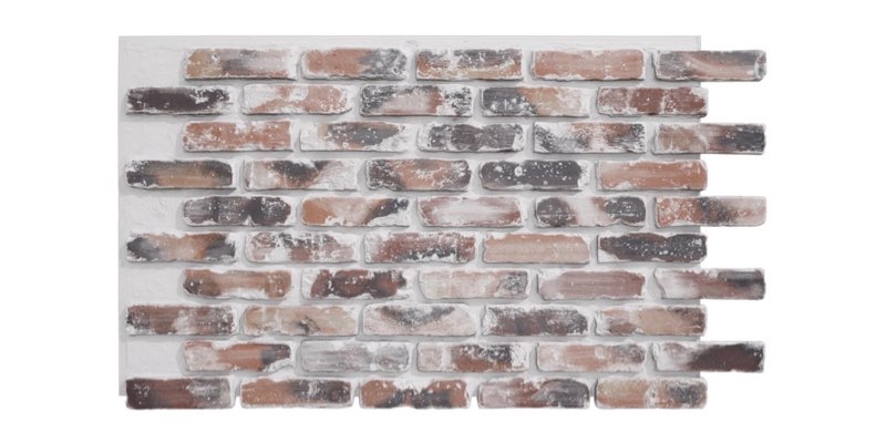 EverStone Aged Brick Faux Brick Panel, 46 7/8\"W x 27\"H x 1 1/4\"D, Farmhouse Color, 8 panels 