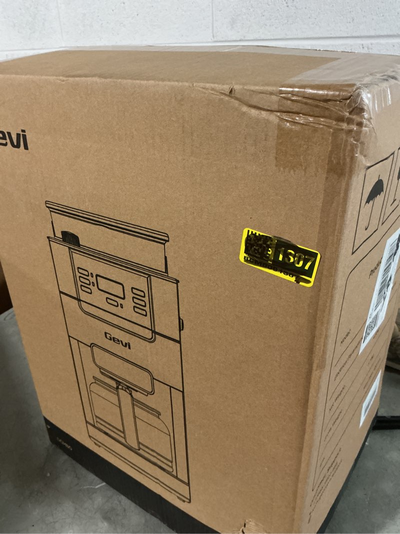 Condition photo showing New/Like New for gevi 10-cup drip coffee maker with built-in burr grinder & programmable timer, 1.5l water tank, auto keep-warm, reusable filter - fresh ground coffee machine (black) 12.4"d x 8.4"w x 16.9"h