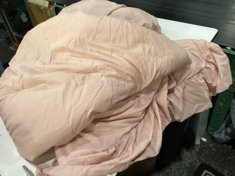 Condition photo showing As Is for bloomhaven twin xl comforter set -  ruffle soft pink beddingw setsw, shabby chic farmhous