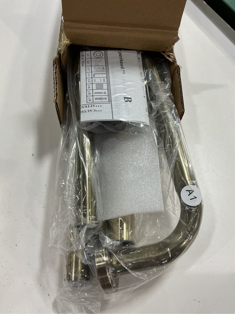 Condition photo showing New/Like New for antique bronze wrap around curtain rod, 1 inch diameter, 28 to 86 inch, adjustable blackout curtain rod with zinc alloy double-deck finials and aluminum center brackets