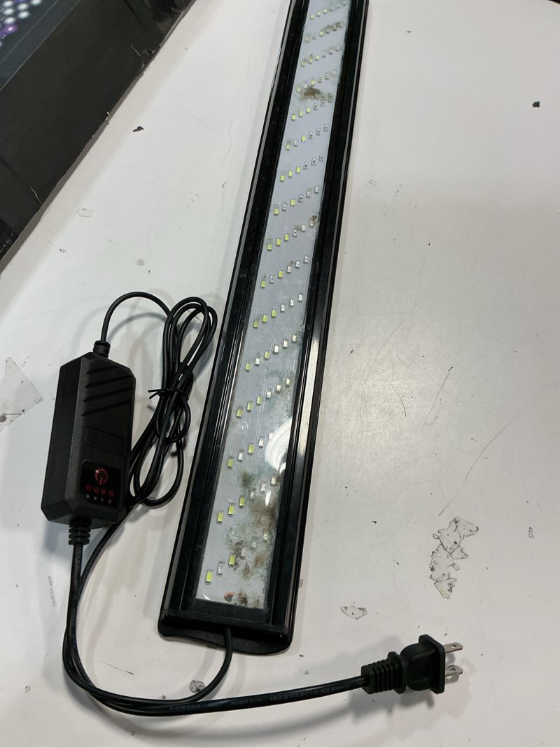 Condition photo showing As Is for seaoura led aquarium light for plants-full spectrum fish tank light with timer auto on/off, 10 inch, adjustable brightness, white blue red green pink leds with extendable brackets for freshwater 10w for 12-18 inch tank