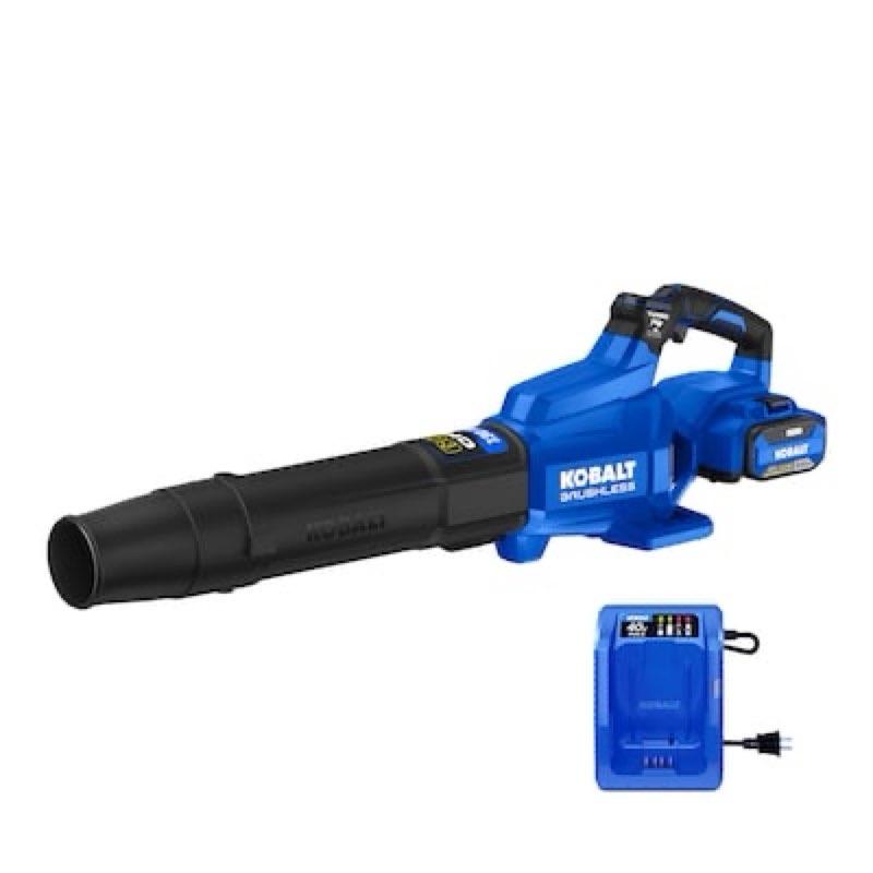 kobalt 40-volt 600-cfm 130-mph battery handheld leaf blower 4 ah battery included charger included item #7045134 | model #klb 2040a-03