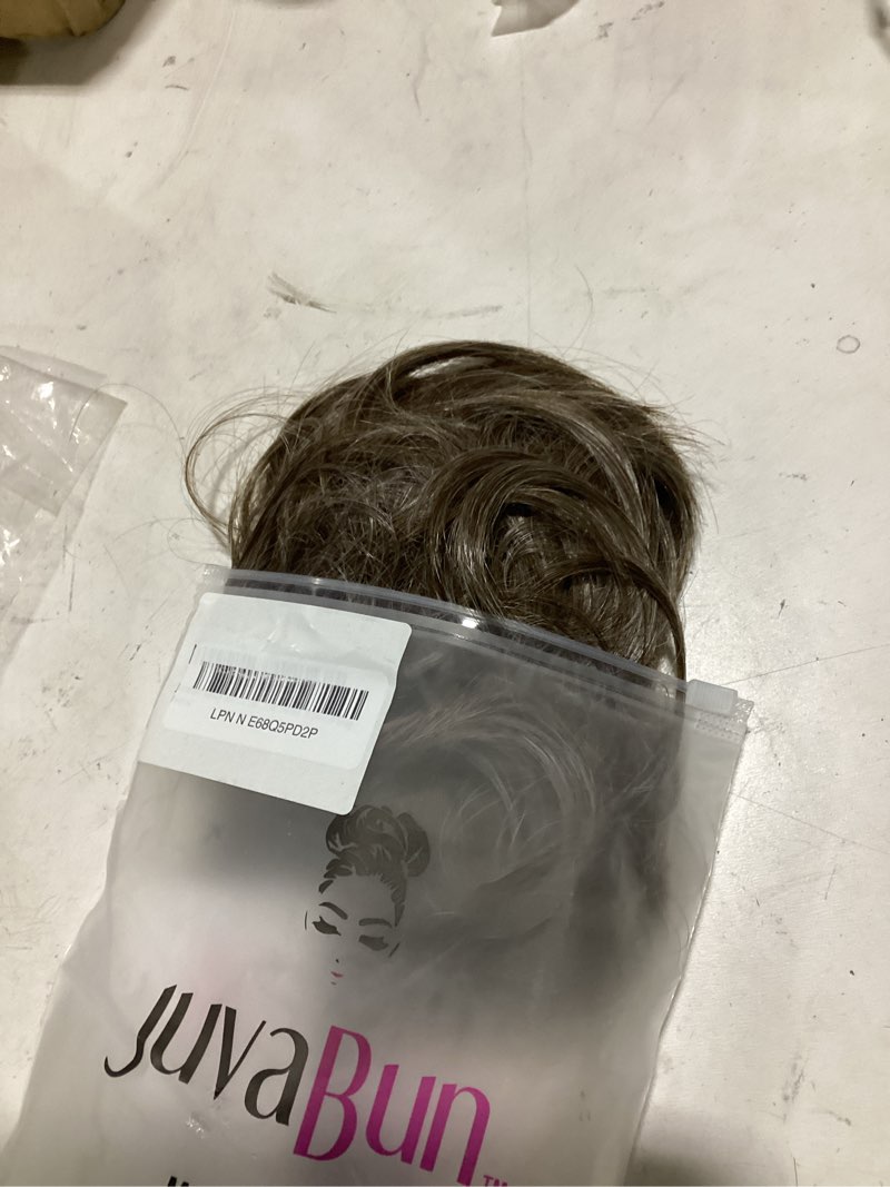 Condition photo showing New/Like New for juvabun messy bun 2.0 brownish gray hair bun extension messy bun scrunchie lightweight washable for women updos brownish gray 2.0