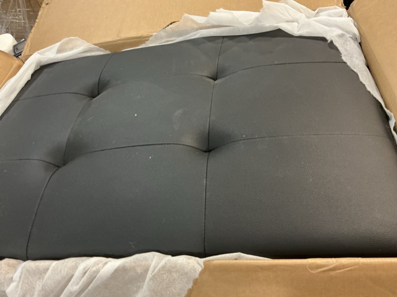 Condition photo showing Good Condition for 97.5\" l shaped couch set, modular sectional couches for living room with storage ottoman, 1 seat home sofa living room furniture sets with chaise for apartment office (leather, black) black faux leather