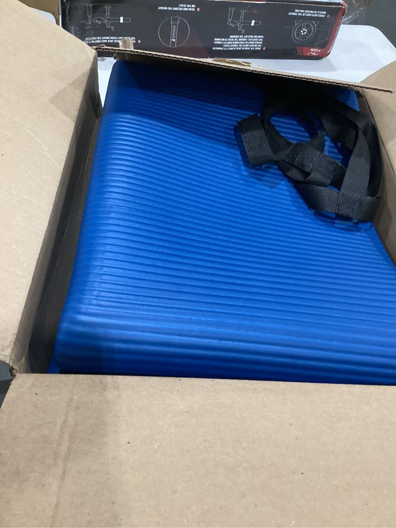 Condition photo showing Good Condition for gaiam essentials 2/5" thick (10mm) yoga & pilates, fitness & exercise mat with easy-cinch carrier strap cusion support for fitness and gym workouts navy 2/5" (10mm)