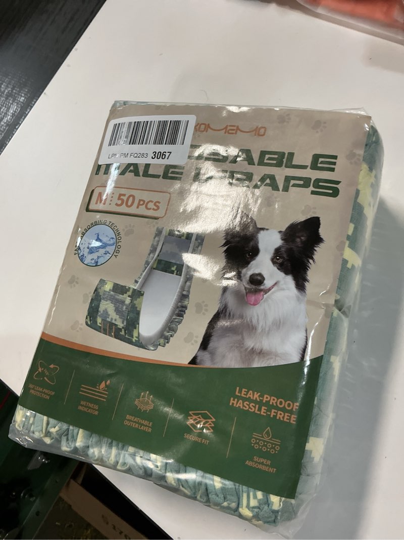 Condition photo showing New/Like New for LURKOMEMO Dog Diapers Male,50 Count Medium Adjustable Male Dog Diapers Disposable,Dog Belly Band, Ma