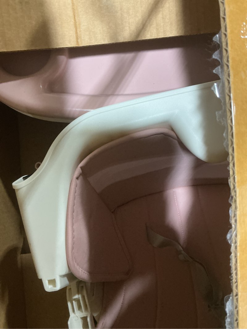 Condition photo showing As Is for Baby High Chair, 5 in 1 High Chairs for Babies and Toddlers, Travel Foldable High Chair with Foot Rest, Detachable PU Cushion, Double Removable Tray, Adjustable Height & Recline Solid Grey