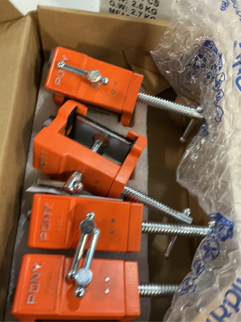 Condition photo showing New/Like New for pony 4-pack original cabinet clamps, 8510 cabinet claw, face frame clamps for installing cabinets, 440 lbs load limited