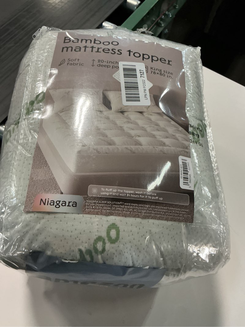 Condition photo showing Good Condition for Ultra Soft King Size Mattress Topper - Viscose Made from Bamboo Pillow Top Mattress Pad for Back Pain Relief - Naturally Cooling for Hot Sleepers, Green Green King