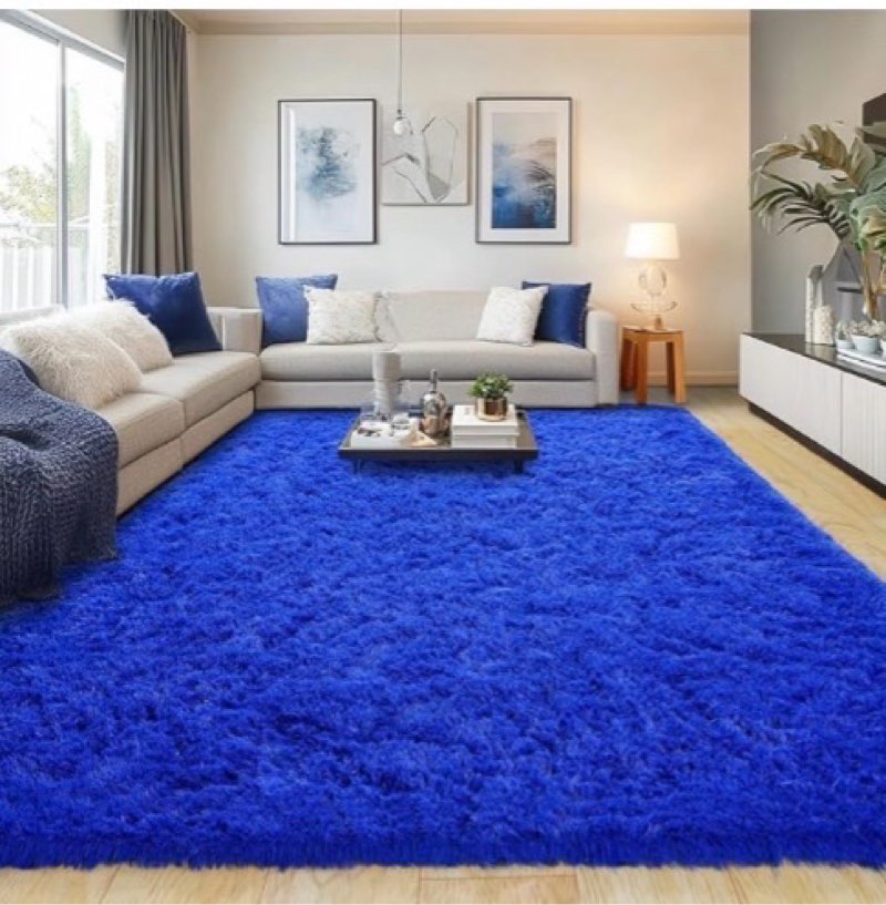 Blivonta Area Rugs for Bedroom Living Room, 9x12 Blue Fluffy Rugs for Kids Playroom, Furr Carpet for Nursery Room, Shag Rug for Teen Room, Uetiok a2alMlush Rug for Dorm, Cute 