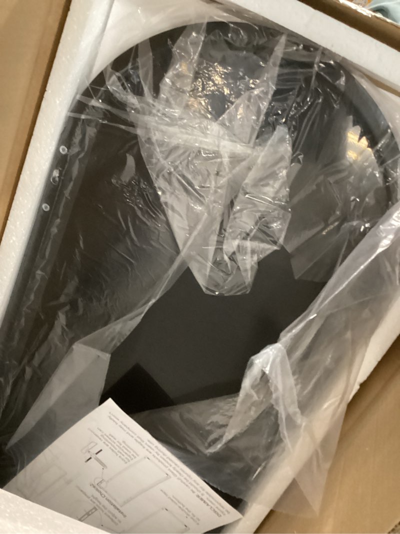 Condition photo showing Good Condition for Full Length Mirror 48x14 Inches - Over The Door Hanging Mirror for Bedroom, Living Room, Closet - Arch Floor Mirror, Door Mirror with Black Frame - No Drill Easy Install Black Black 48"L x 14"W