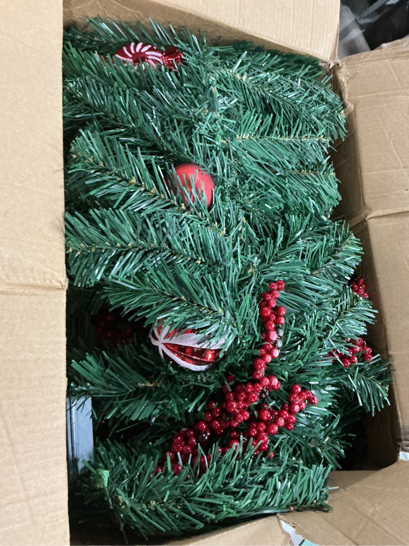 Condition photo showing Good Condition for MorTime 4 Pack 9 FT LED Christmas Garland with Pinecones Red Berries Bows Christmas Balls Candies, Multi-Function Christmas Garland with 50 Warm White LED Lights, 180 Branch Tips 4PACK 9 FT LED Christmas Garland