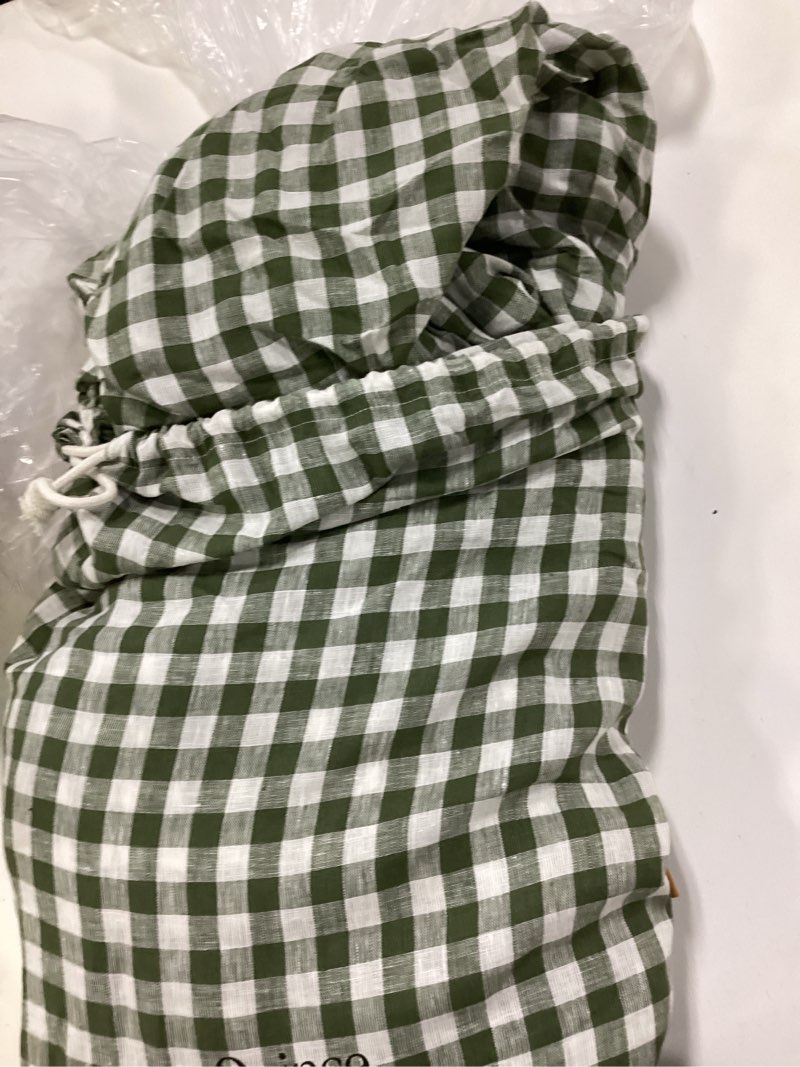 Condition photo showing New/Like New for european linen sheet set, queen, olive gingham
