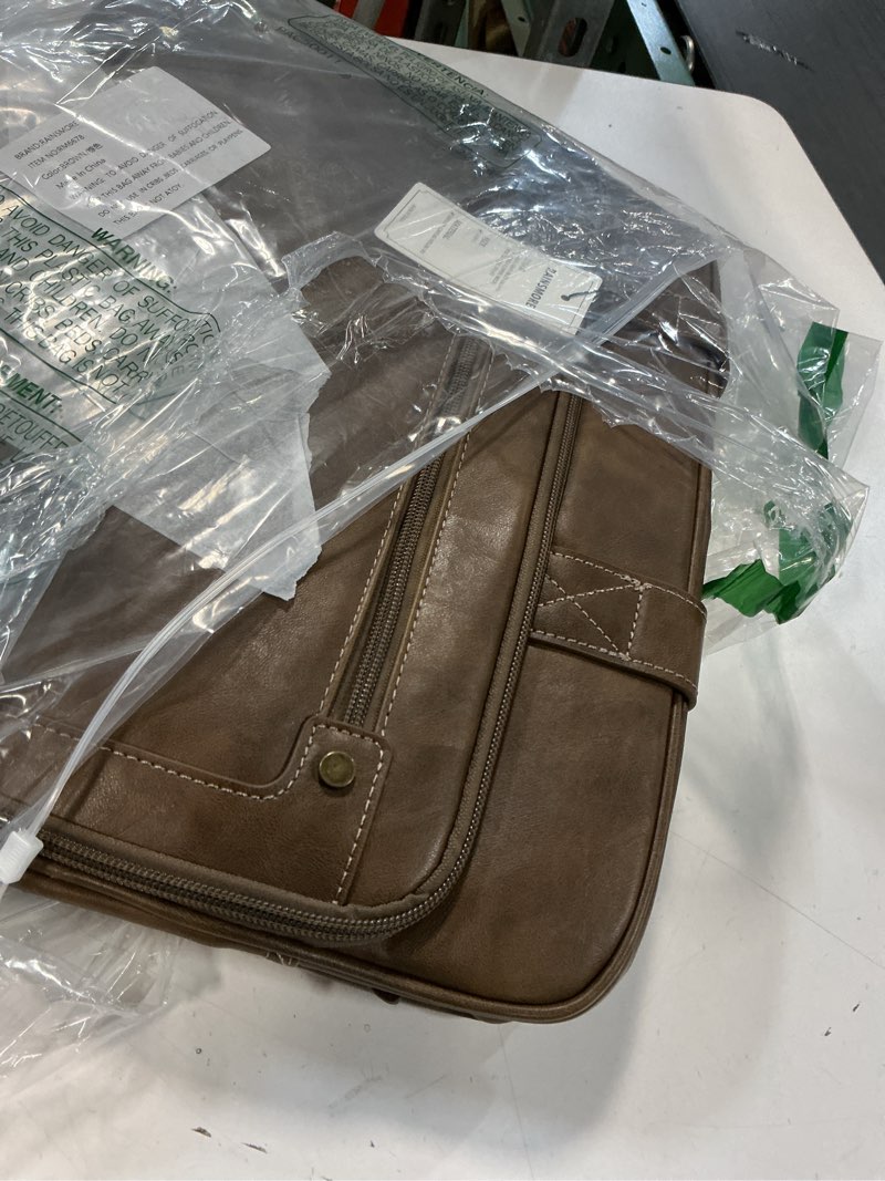 Condition photo showing Good Condition for RAINSMORE Mens Laptop Bag 16 Inch Leather Briefcase Vintage Messenger Bag for Men Large Crossbody Shoulder Office Computer Bag Retro College Satchel Bag for Work, Business,Travel, Brown