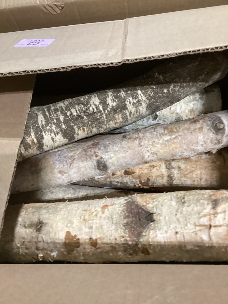 Condition photo showing Good Condition for 17 inch natural birch logs - decorative dried birch wood logs for fireplace, wedding centerpieces - unfinished wood diy crafts, & home décor - birch log bundle for indoor display (6 pcs) (2.5"-4" dia) 2.5"-4" dia 6