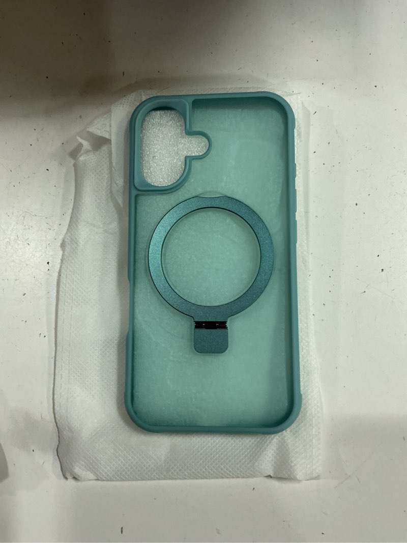 Condition photo showing Good Condition for chaofeng magnetic compatible with iphone 16 case with stand [military grade drop tested][compatible with magnet] ring translucent slim hard back soft edge, teal green teal green iphone 16