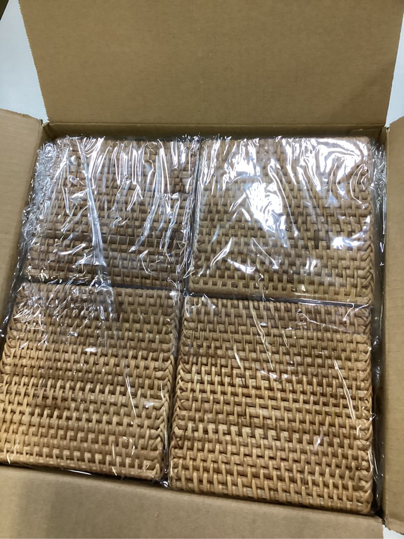 Condition photo showing New/Like New for 4 Pack Rattan Tissue Box Cover Square, Hand Woven Wicker Tissue Holder, Tissue Box Holder, Wicker Tissue Box Cover, 5.5 x 5.5 X 5.5 inch, Natural