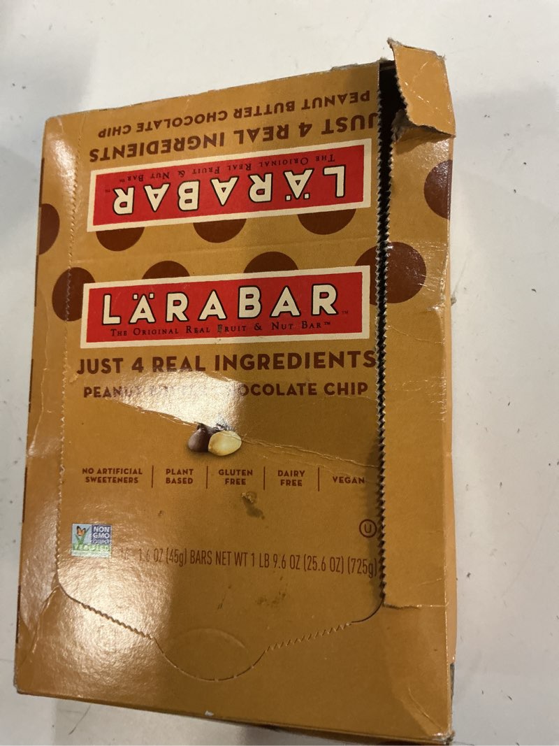 Condition photo showing New/Like New for (( BEST BY/NOV/10/2026))Larabar Gluten Free Bar, Peanut Butter Chocolate Chip, 1.6 oz Bars (16 Count), Whole Food Gluten Free Bars, Dairy Free Snacks