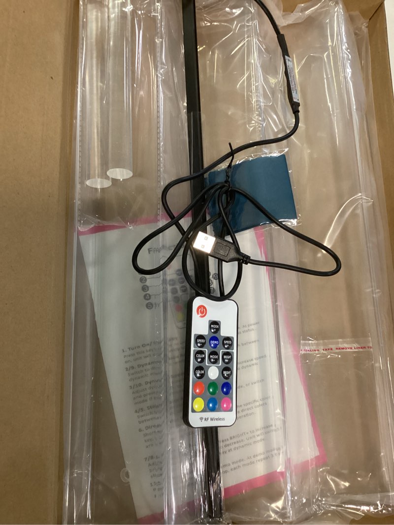 Condition photo showing As Is for YMVV 15.7 IN Clear Acrylic Display Riser Shelf with LED light,3 Tier Display Step Shelves Holder, Perfume Cologne Organizer Holder,Pops Toys Figures, Clear Cupcake Riser, Dessert Shelf, Decoration on LED+Clear+15.7IN