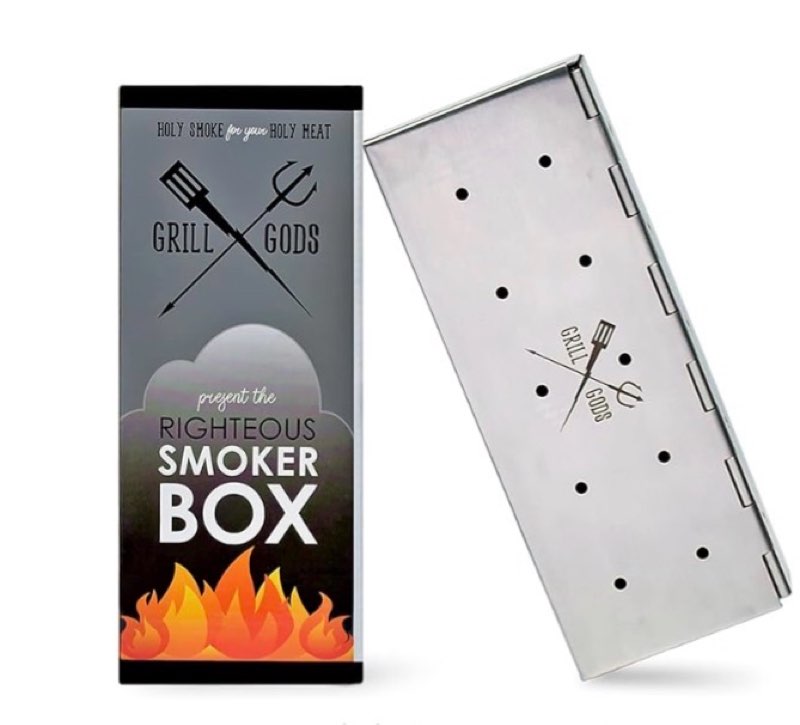 bbq smoker box - grilling accessory for gas grill and charcoal grill made of stainless steel with reinforced hinged lid - handles woodchips and pellets to add barbecue smoke flavor