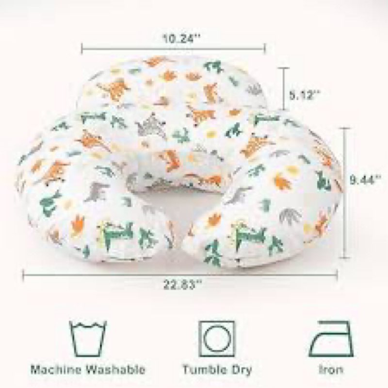 nursing pillow, more support for mom and baby, removable cotton cover and colorful animal patterns, machine washable, plus size baby pillow, white, pallet of product