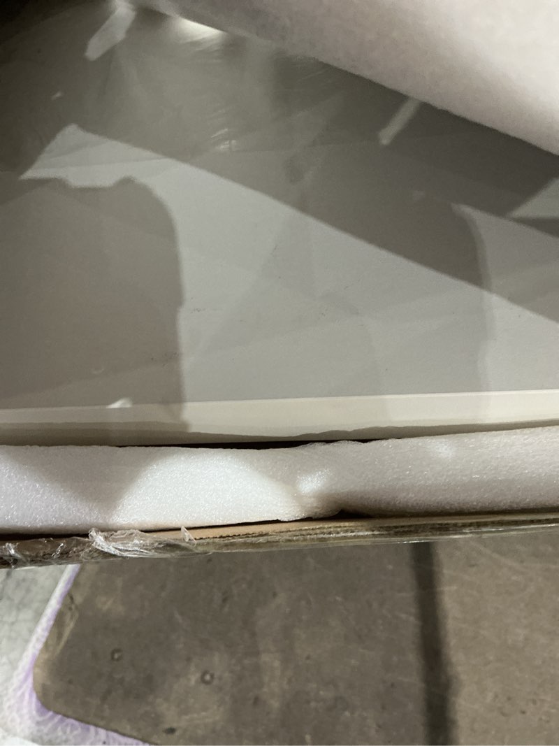 Condition photo showing As Is for rectangular wood table top, 48x24x1 in solid one-piece workbench top | wood table top particle board for standing desk, home office diy countertop, washer dryer, coffee bar and workbench use white 48*24 inch