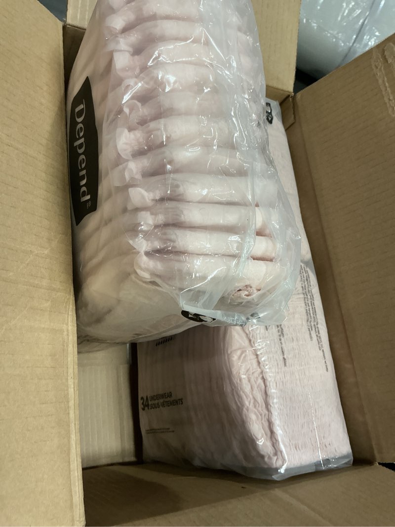 Condition photo showing New/Like New for Depend Fresh Protection Adult Diapers, Incontinence & Postpartum Bladder Leak Underwear for Women, Disposable, Maximum, Extra-Large, Blush, 68 Count (2 Packs of 34), Packaging May Vary X-Large 68