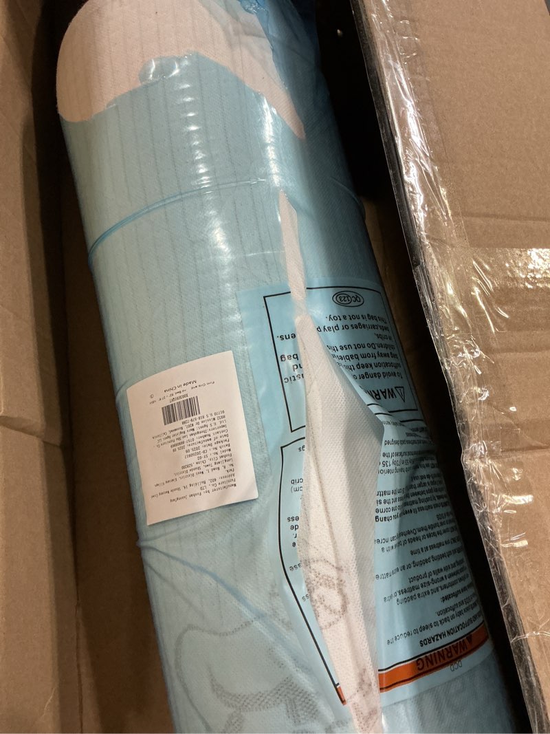 Condition photo showing As Is for Premium Crib & Toddler Mattress,100% Knitted Fabric, Premium Fleece Surface-Hypoallergenic, 5" Thick Firm Soft Crib Mattress, Non-Toxic - Fits Standard Cribs & Toddler Beds Simple 52" x 27.6" x 5"