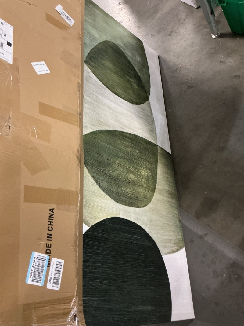 Condition photo showing Good Condition for GAIDUOMAI Large Abstract Wall Art Modern Abstract Wall Decor Green Canvas Pictures Geometric Art Work for Wall Decor Prints for Living Room Bedroom Home 29x58 Inch 58"L x 29"W Black and Green