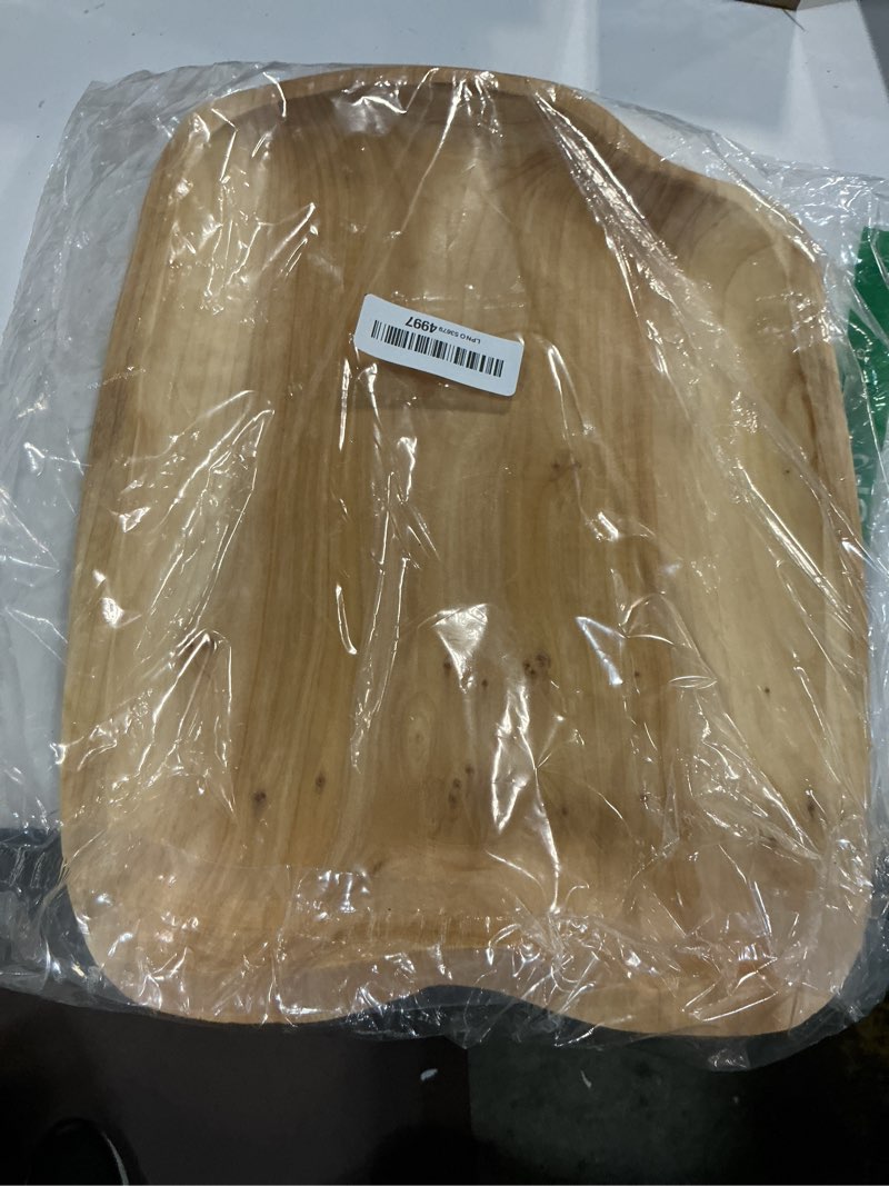 Condition photo showing Good Condition for natural wooden serving tray rustic wood tray for snacks and fruits portable decorative food display for home office and events