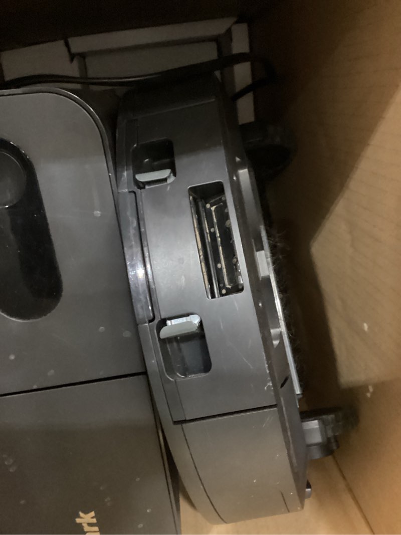Condition photo showing New/Like New for shark matrix plus 2in1 robot vacuum & mop with sonic mopping, matrix clean, home mapping, hepa bagless self empty base, cleanedge, for pet hair, wifi, compatible with alexa, black/gold (av2613wa)