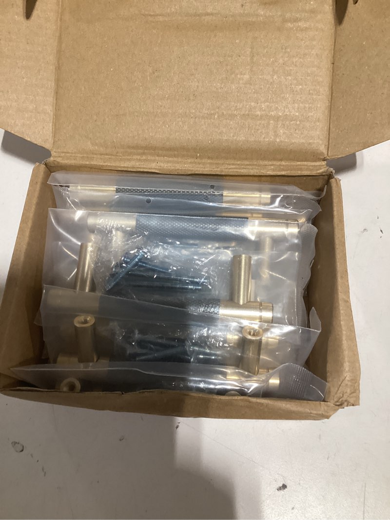 Condition photo showing Good Condition for 12 Pack 3 Inch 76 mm Knurled Cabinet Handles Cabinet Pulls Aluminum Handles Knurled Drawer Pulls Gold and Grey Oxidation Finish with Diamond Pattern 4" Length (3" Hole Center) 3 Inch Gold Grey 12