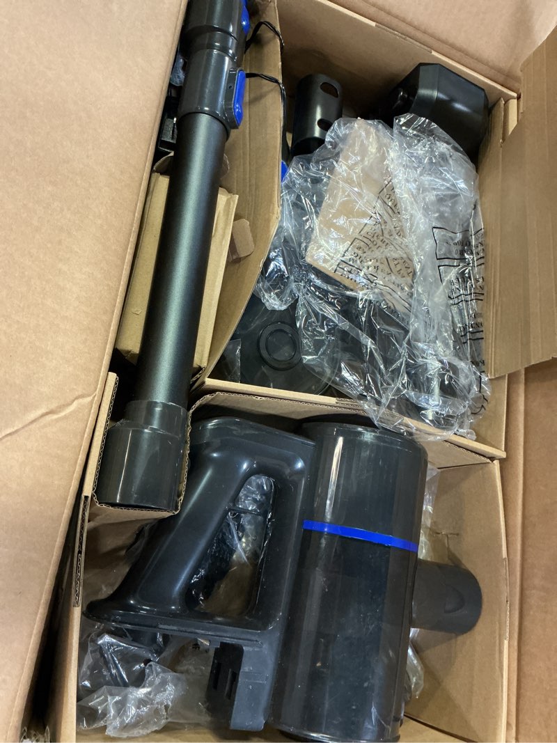 Condition photo showing As Is for newbulig cordless vacuum cleaner, lightweight stick vacuum for home with anti-tangle and led lights, powerful rechargeable wireless cleaners for hardwood floors carpet pet hair