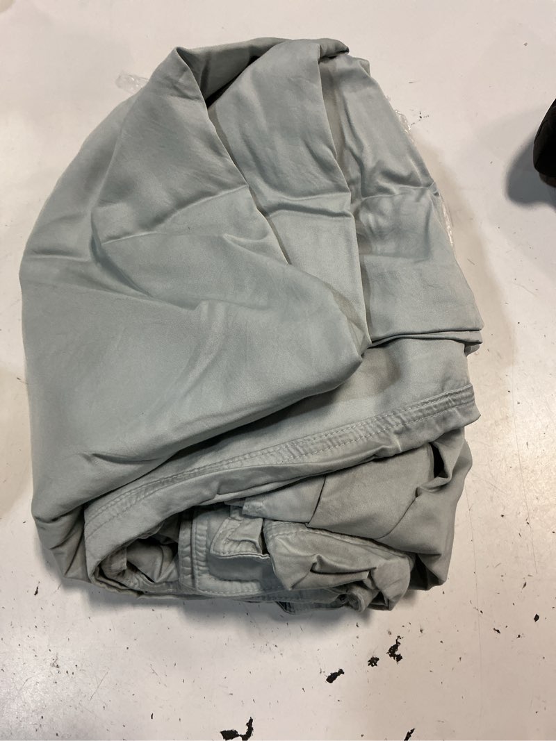 Condition photo showing As Is for quince bamboo duvet cover, full/queen, mist
