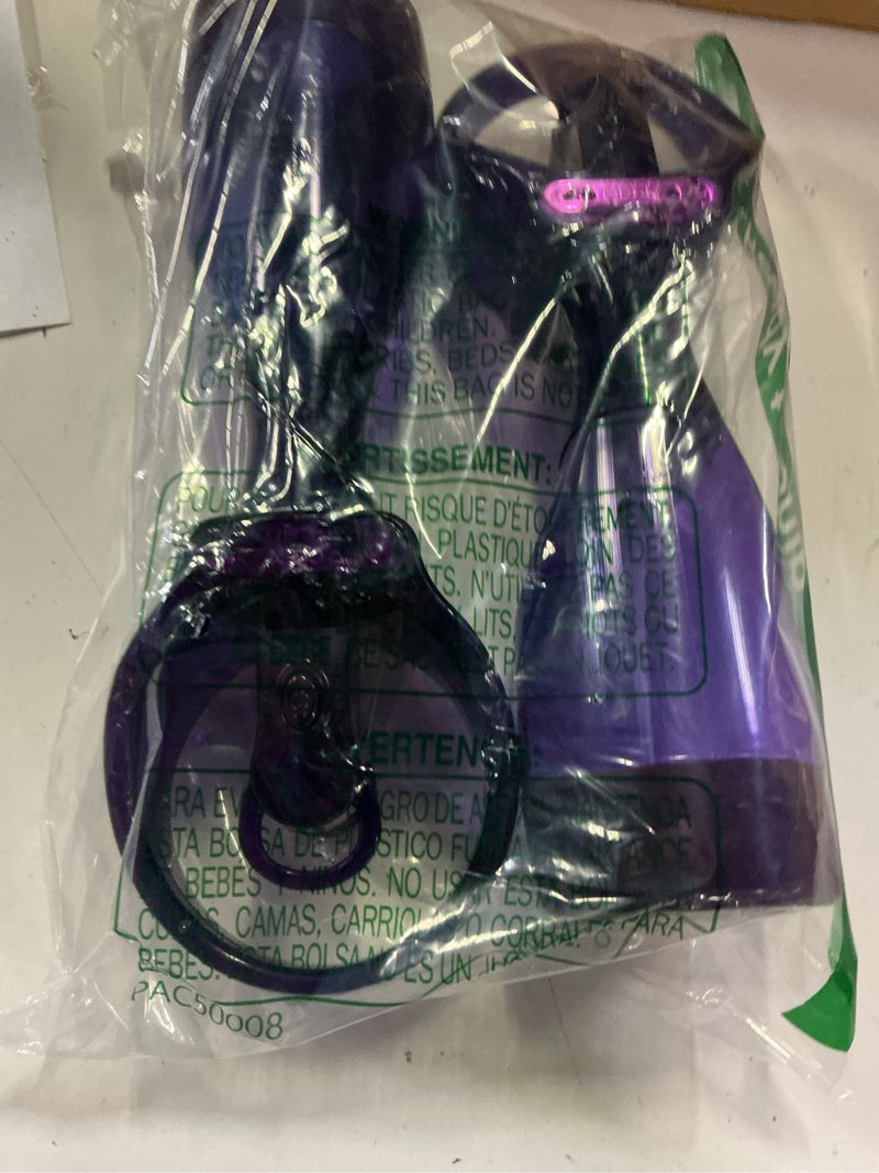 Condition photo showing As Is for o2cool deluxe handheld battery powered water misting fan (purple) 2 pack purple 2 pack