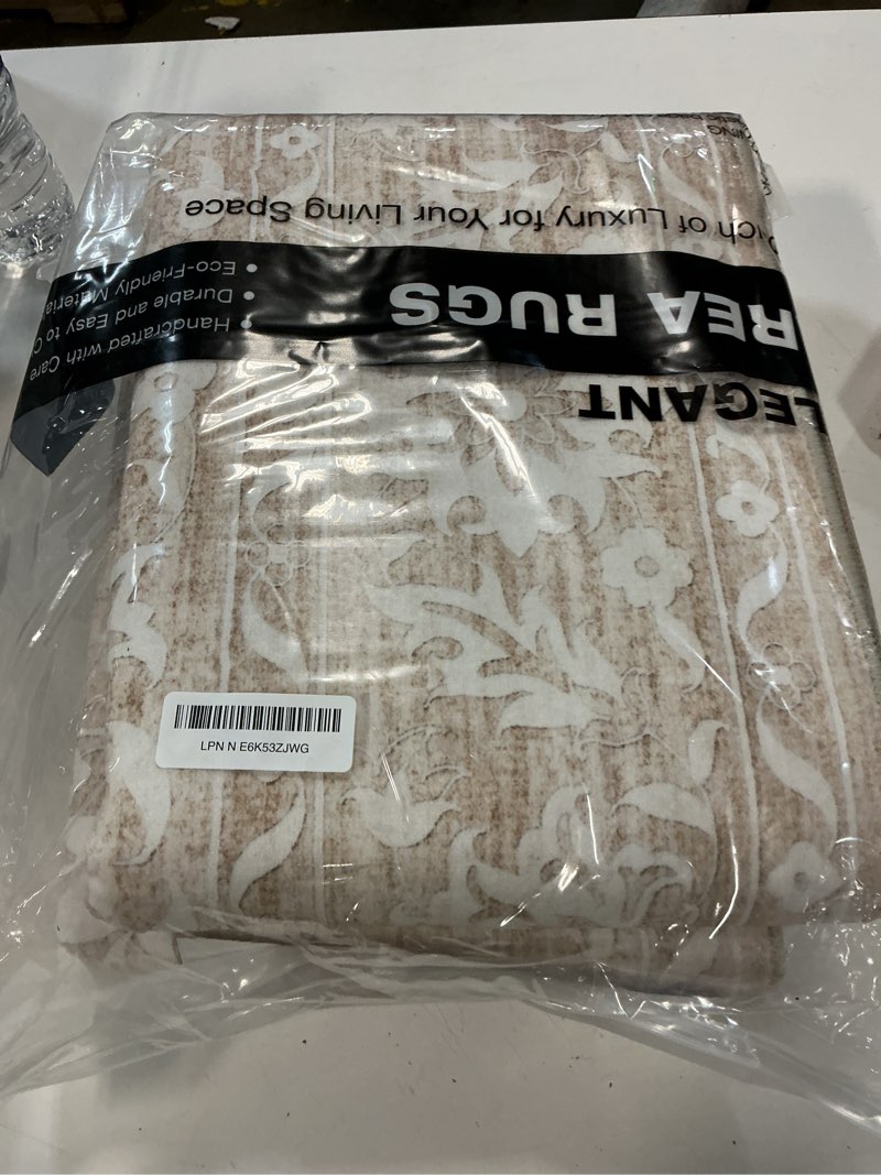 Condition photo showing New/Like New for soalmost 5x7 area rugs for living room, washable neutral soft rug beige | vintage floral non-slip low pile throw large carpet for dining room bedroom kitchen home office nursery 5'x7' beige 5' x 7' (rectangular)